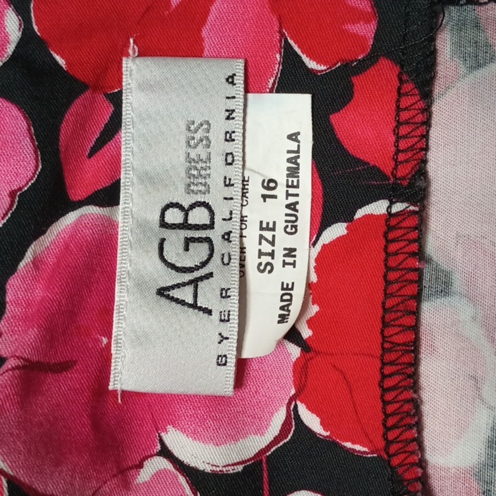 Sleeveless Black Red and Fuschia Floral Midi Dress by AGB Dress Size 16 - Picture 5 of 7